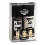 2 Pack Black Pepper 47G & Mediterranean Sea Salt 108G Grinders Carmencita
